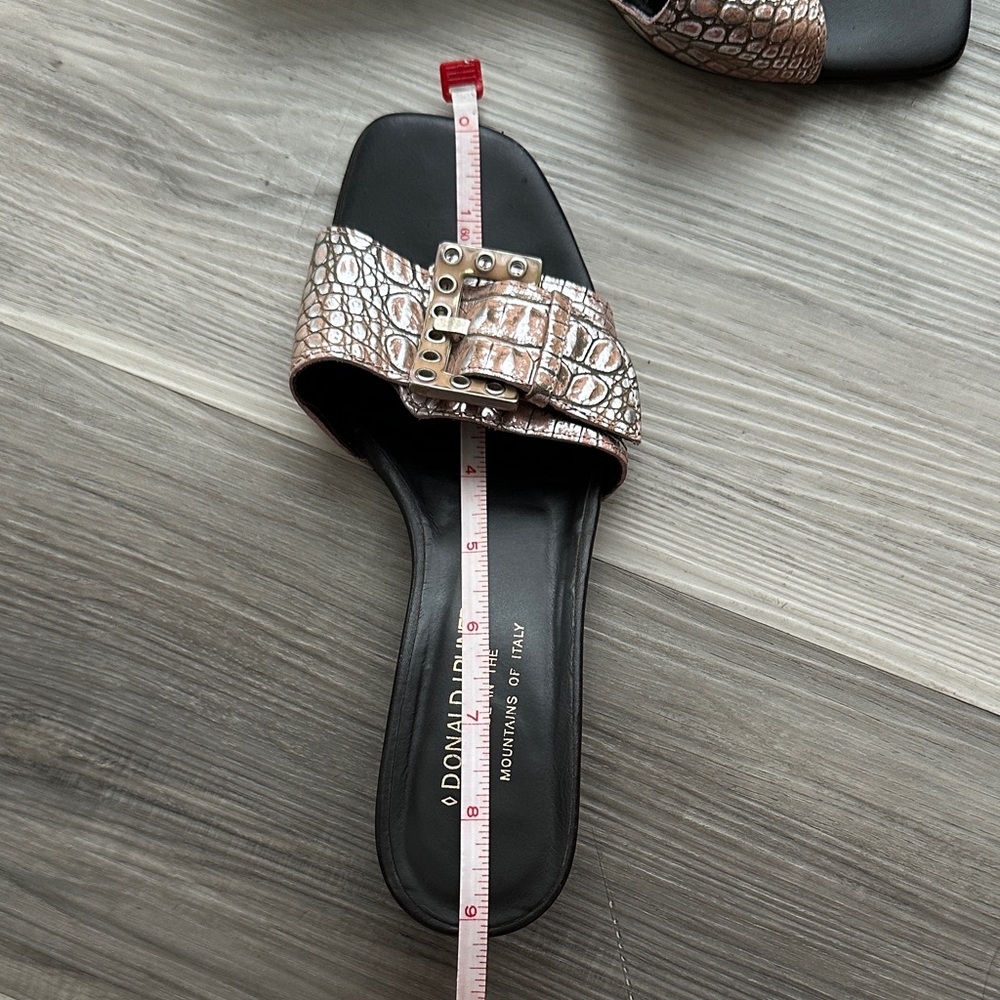 Donald J. Pliner Metallic Rose Gold Buckle Slide Mules - Picture 11 of 13